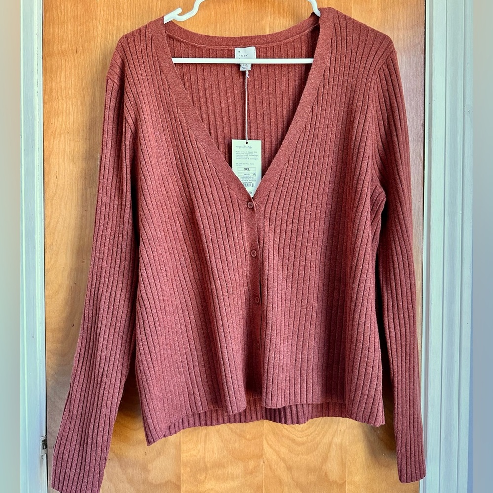 A New Day XXL Rust long sleeve lightweight stretch button cardigan